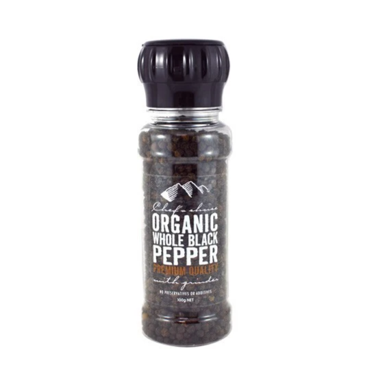 Chef's Choice Organic Whole Black Pepper Grinder 100g