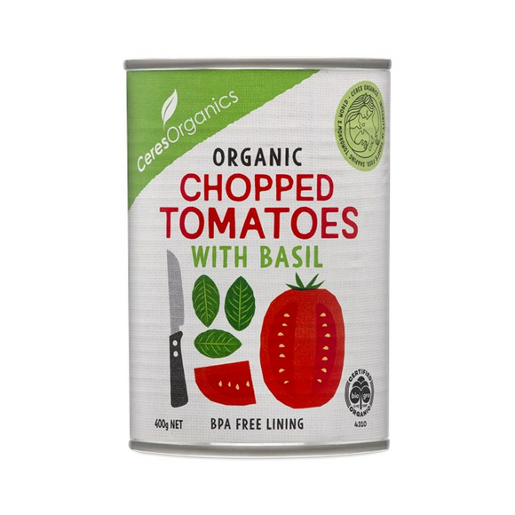 Ceres Organics Chopped Tomatoes with Basil 400g