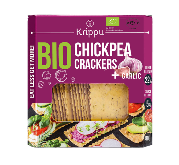 Krippu Organic Chickpea Crackers Garlic 80g