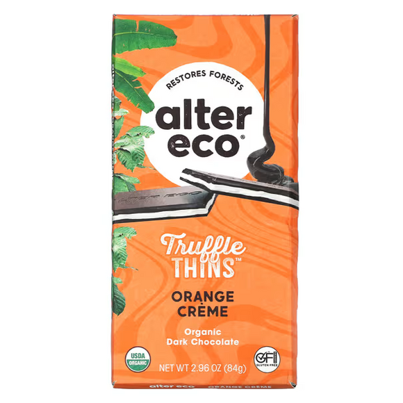 Alter Eco Organic Truffle Thins Orange Creme Dark 84g