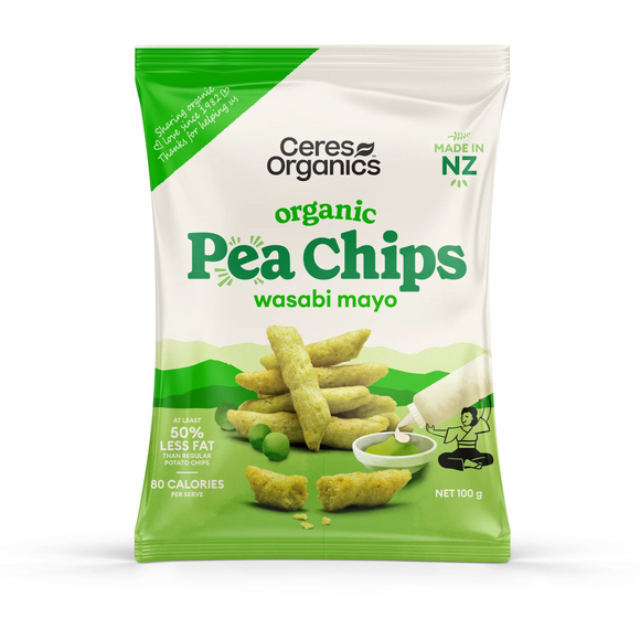 Ceres Organics Popped Pea Chips WASABI 100g