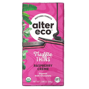 Alter Eco Organic Truffle Thins Raspberry Creme Dark 84g