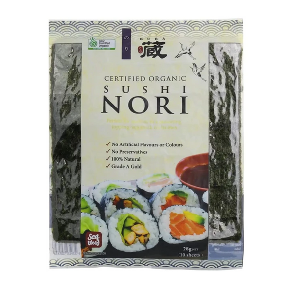 Kura Certified Organic Sushi Nori 10 sheets 28g