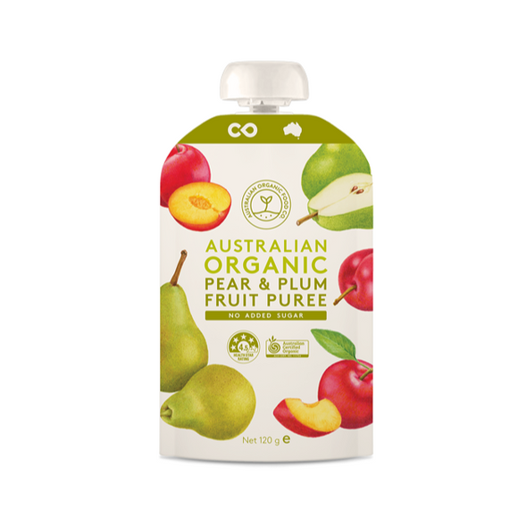 Australian Organic Food Co. Pear & Plum Fruit Puree 120g