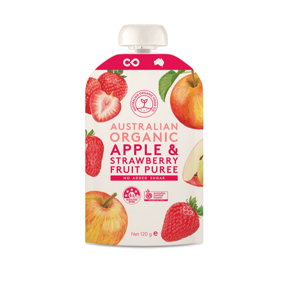 Australian Organic Food Co. Apple & Strawberry Fruit Puree 120g