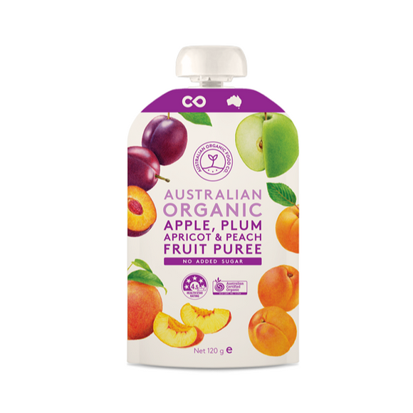 Australian Organic Food Co. Apple, Plum, Apricot & Peach Fruit Puree 120g